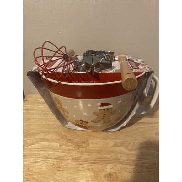 THE BAKESHOP Gingerbread Christmas Mixing POURING BOWL 5 Piece Set New - Picture 6 of 13